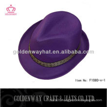 2013 new design purple fedora hats cheap polyester with decorate custom design ribbon wholesale